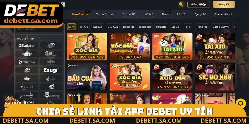 Chia sẻ link tải app DEBET uy tín