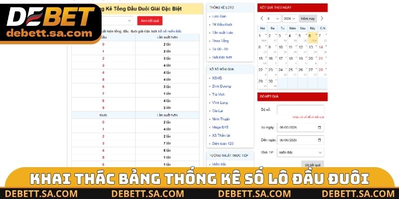 Khai thác bảng thống kê số lô đầu đuôi