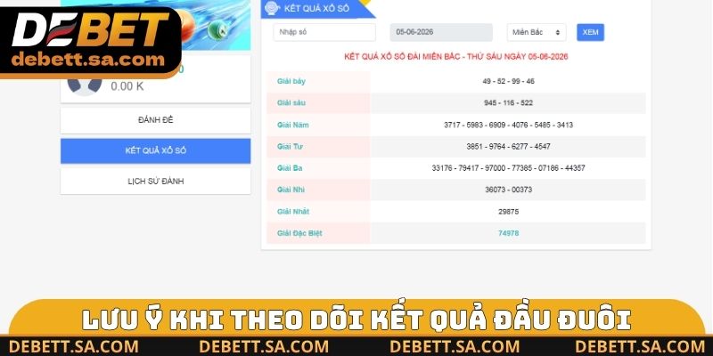 Lưu ý khi theo dõi kết quả đầu đuôi